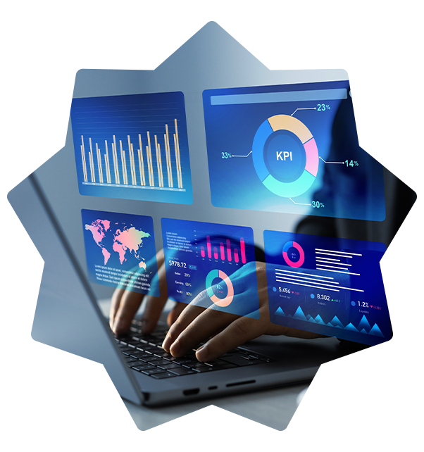 Someone working with data on a laptop