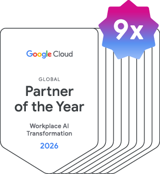Google Workspace 8 time Global Partner of the Year badge