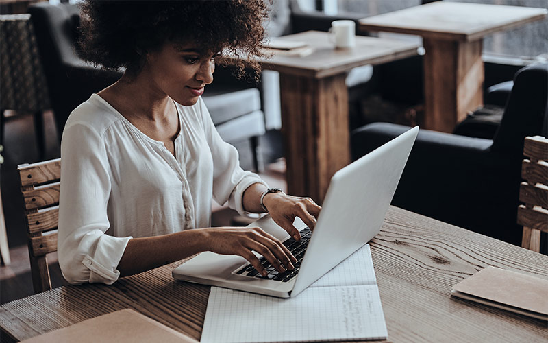 Woman working on a laptop