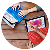 Microsoft Office 365 - Close up of people collaborating on laptops