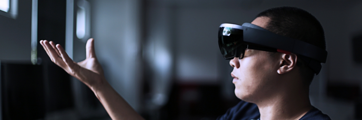 man using HoloLens 