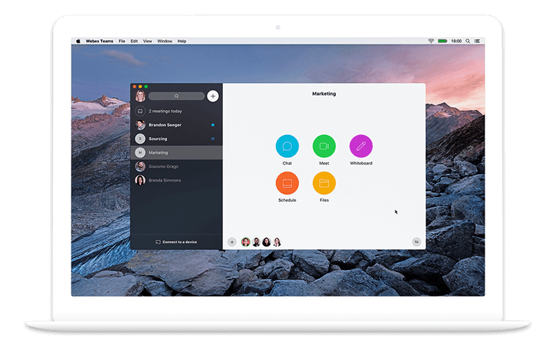 Cisco Webex Teams platform on laptop