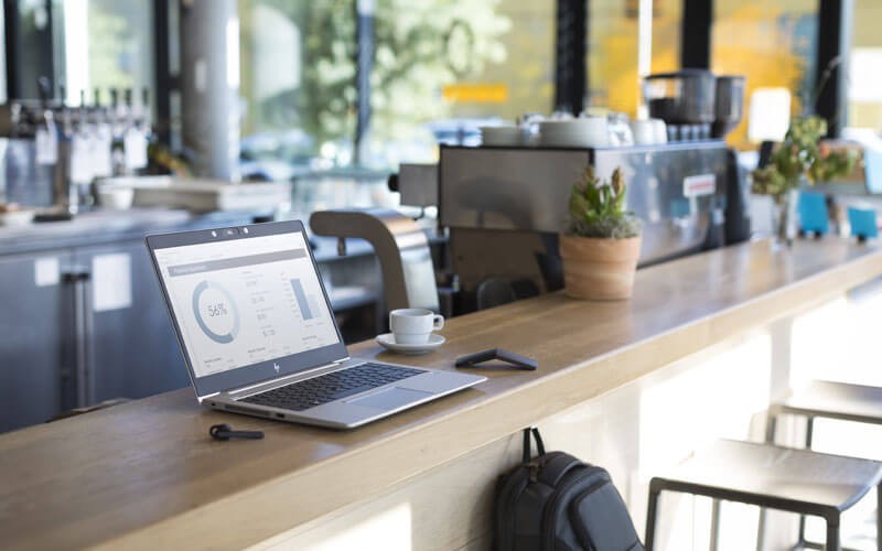 HP EliteBook notebook in retail environment lifestyle