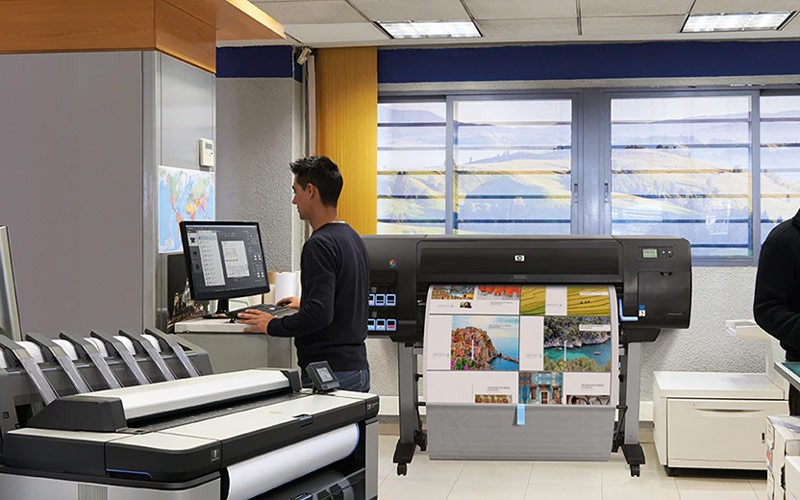 Man working in a printing room
